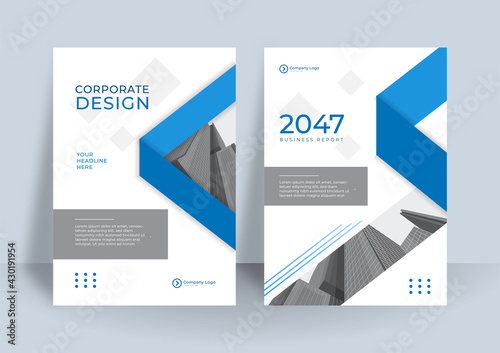 WebSet of business cover design template for brochure, report, catalog, magazine or booklet. Creative vector background concept. Blue modern geometric cover design