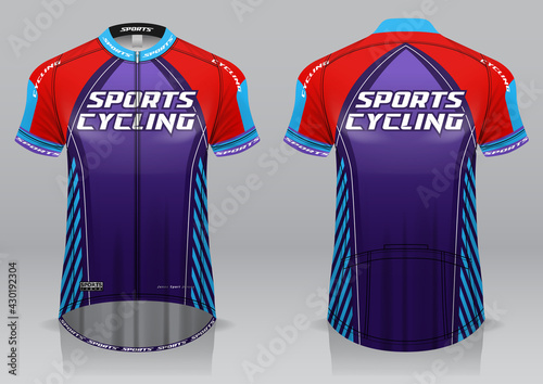 Cycling jersey, front and back view, sporty design is easy to print on fabrics and textiles