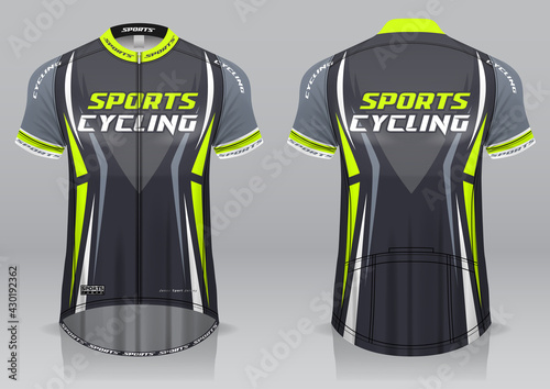 Cycling jersey, front and back view, sporty design is easy to print on fabrics and textiles