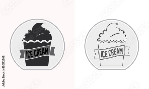 Ice cream logo Icon design. Italian ice cream logo. Ice cream in a waffle. Vector illustration