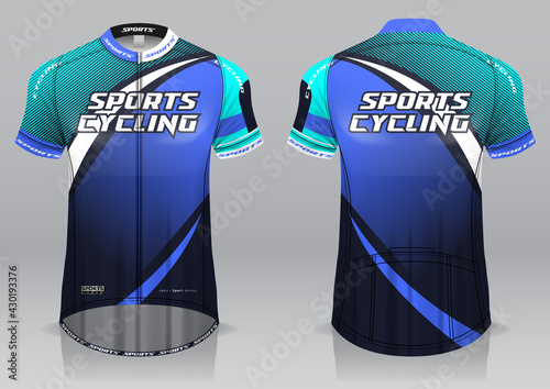 Cycling jersey, front and back view, sporty design is easy to print on fabrics and textiles