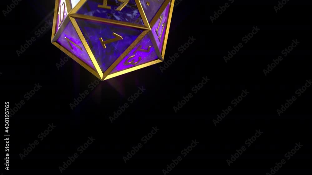 Slow Motion Icosahedron Dice Rolling on Alpha Channel