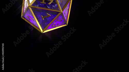 Slow Motion Icosahedron Dice Rolling on Alpha Channel photo