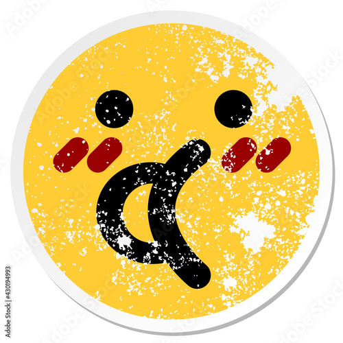 blushing talking face circular sticker