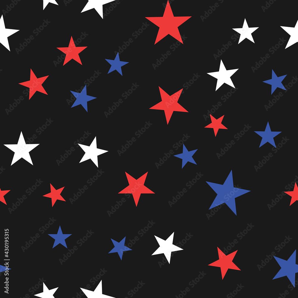 White, Red and Blue Stars with Dots Seamless Pattern White, Red and Blue Stars with Dots Seamless Pattern