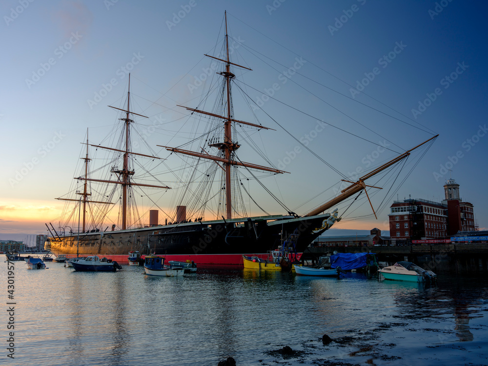 Autumn sunset on HMS WARRIOR 1860 Autumn sunset on HMS WARRIOR 1860