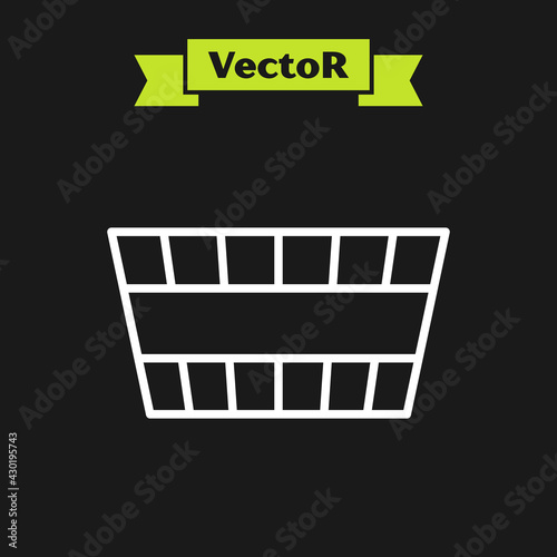 White line Sauna bucket icon isolated on black background. Vector
