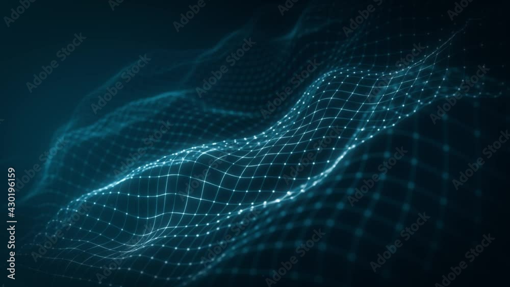 Abstract Network Mesh Waving Fx Background Loop/ 4k animation of an abstract fractal digital mesh background with blur focus seamless looping