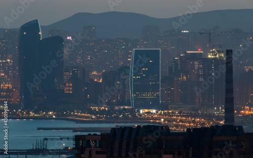 Panorama of Baku at sunset