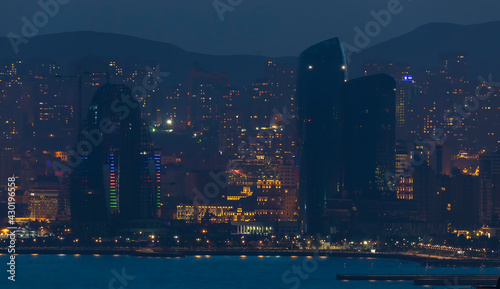 Panorama of Baku at sunset