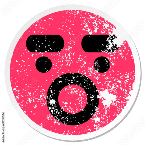 shocked annoyed face circular sticker