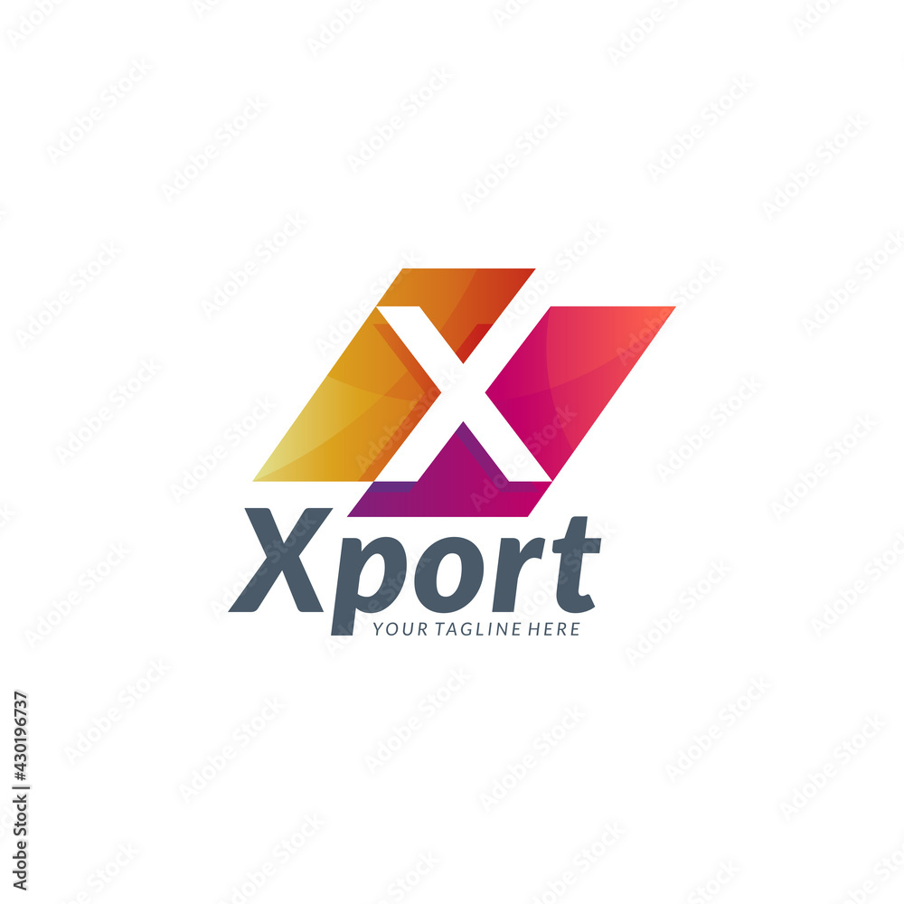 Vector logo of simple initial letter X with two gradient color combination Vector logo of simple initial letter X with two gradient color combination