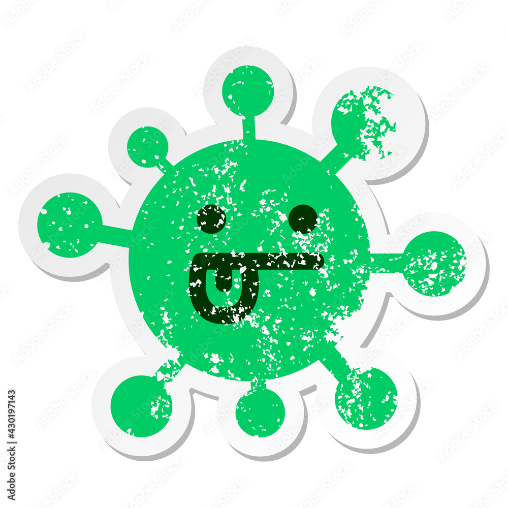 simple sticking out tongue virus distressed sticker simple sticking out tongue virus distressed sticker