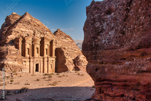 Carved temple of the Nabateans, The Monastery, in the ancient city of Petra