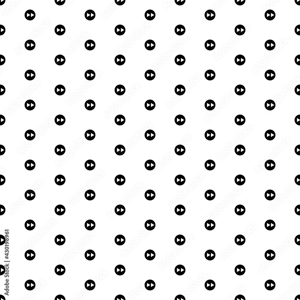 Square seamless background pattern from geometric shapes. The pattern is evenly filled with black fast forward symbols. Vector illustration on white background