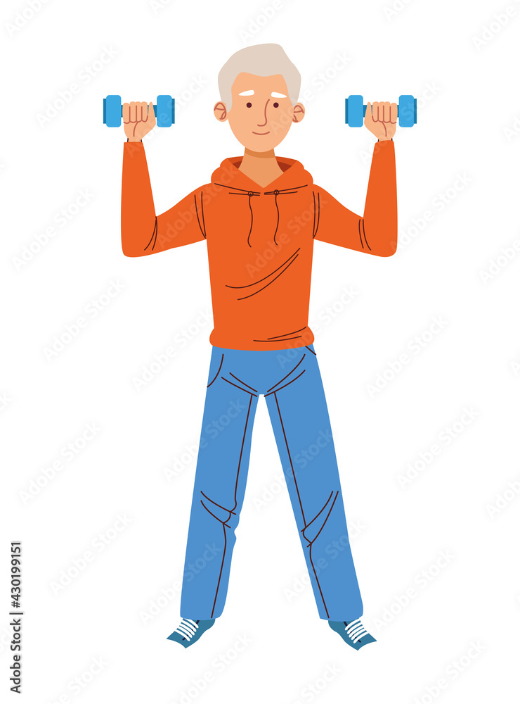 grandfather lifting dumbbells grandfather lifting dumbbells