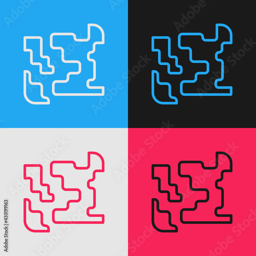 Pop art line Gaseous icon isolated on color background. Changing the state of matter in gas. Vector