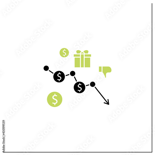 Runaway inflation glyph icon. Rapid inflation, impossible to reduce. Hyperinflation.Economic downturn. Universal basic income concept.Filled flat sign. Isolated silhouette vector illustration