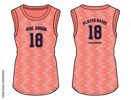 Women Sleeveless Tank top Sports t-shirt Jersey design concept Illustration suitable for girls and Ladies for Volleyball jersey, Soccer, netball, Football, badminton, tennis, Round neck sports uniform