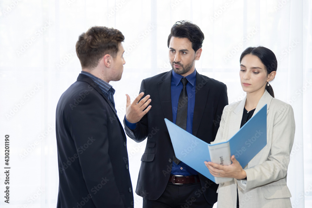 Businesspeople Have a Meeting ,Discussing and Brainstorming About Their Works In a Modern Office Businesspeople Have a Meeting ,Discussing and Brainstorming About Their Works In a Modern Office