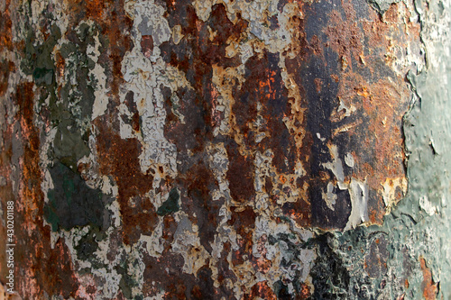 close-up of rusty iron pole. selective focus