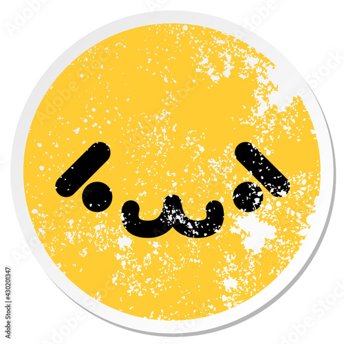 cute shy animal face circular sticker