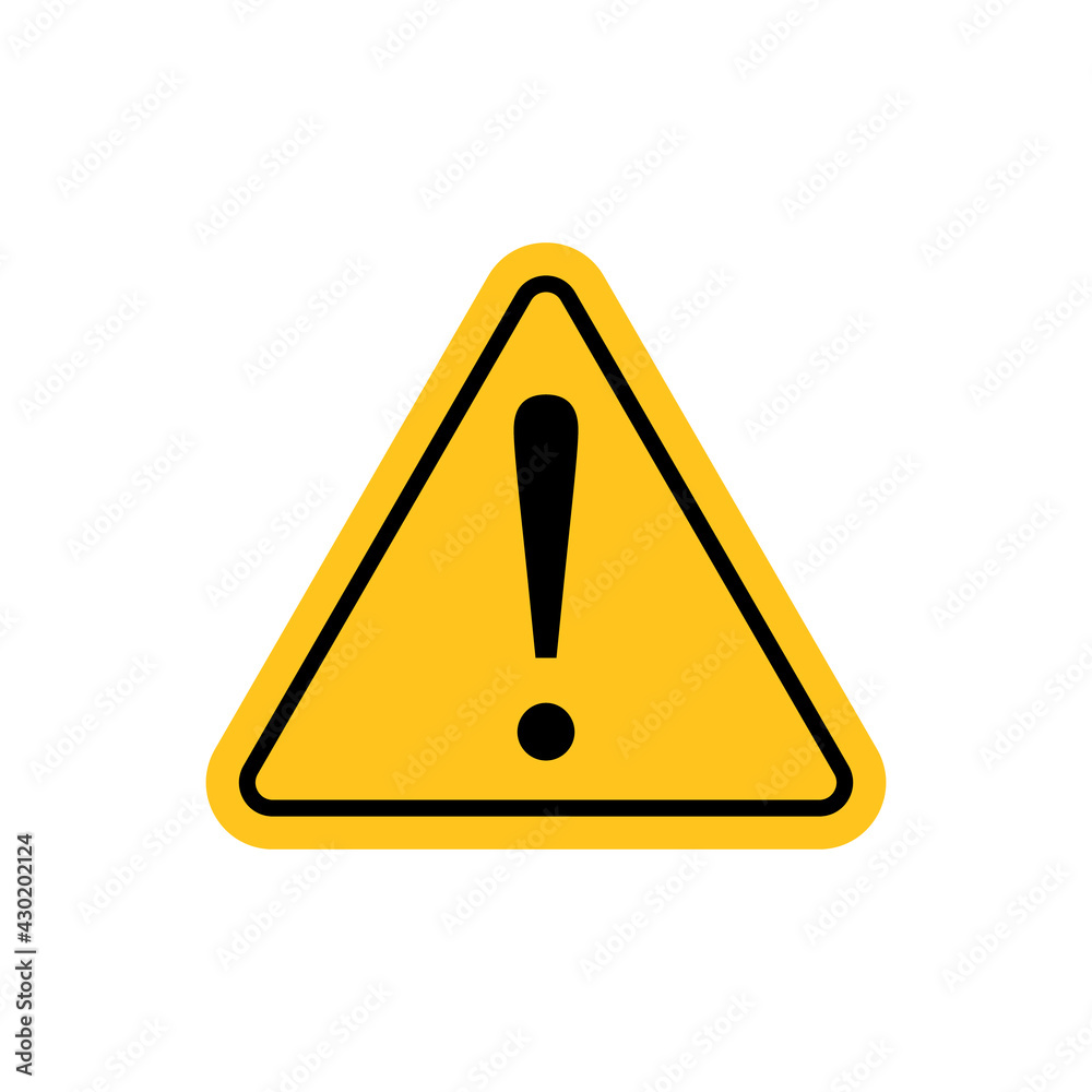 Attention sign with exclamation mark yellow icon. Clipart image isolated on white background Attention sign with exclamation mark yellow icon. Clipart image isolated on white background