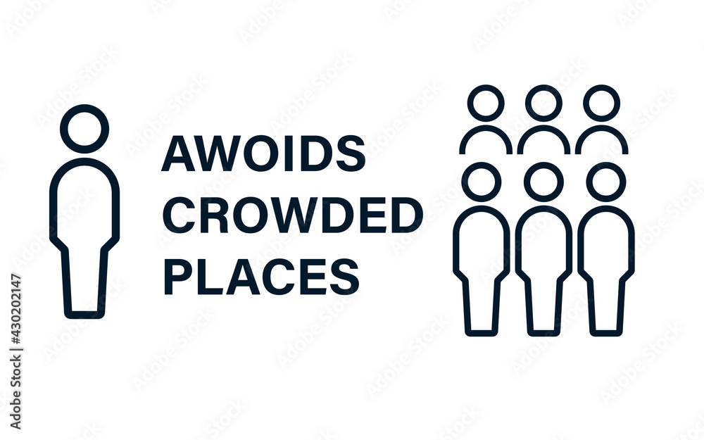 Avoid crowded places image. Clipart image