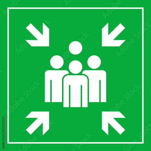 Fire Assembly Point emergency sign. Clipart image isolated on white background