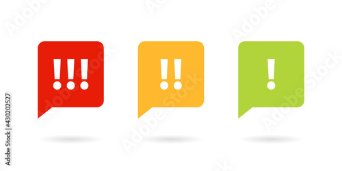 High Medium Low priority square icon set. Clipart image isolated on white background