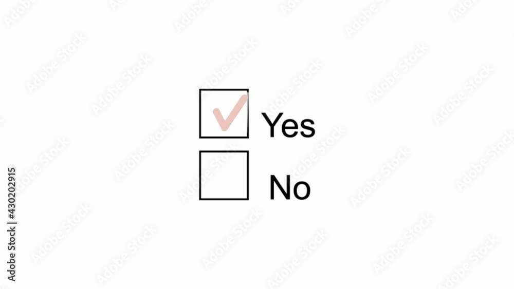 The voter puts a tick in front of the word yes in the poll. In the animation video, a red check mark appears in the cell opposite the word yes. The voter puts a tick in front of the word yes in the poll. In the animation video, a red check mark appears in the cell opposite the word yes.