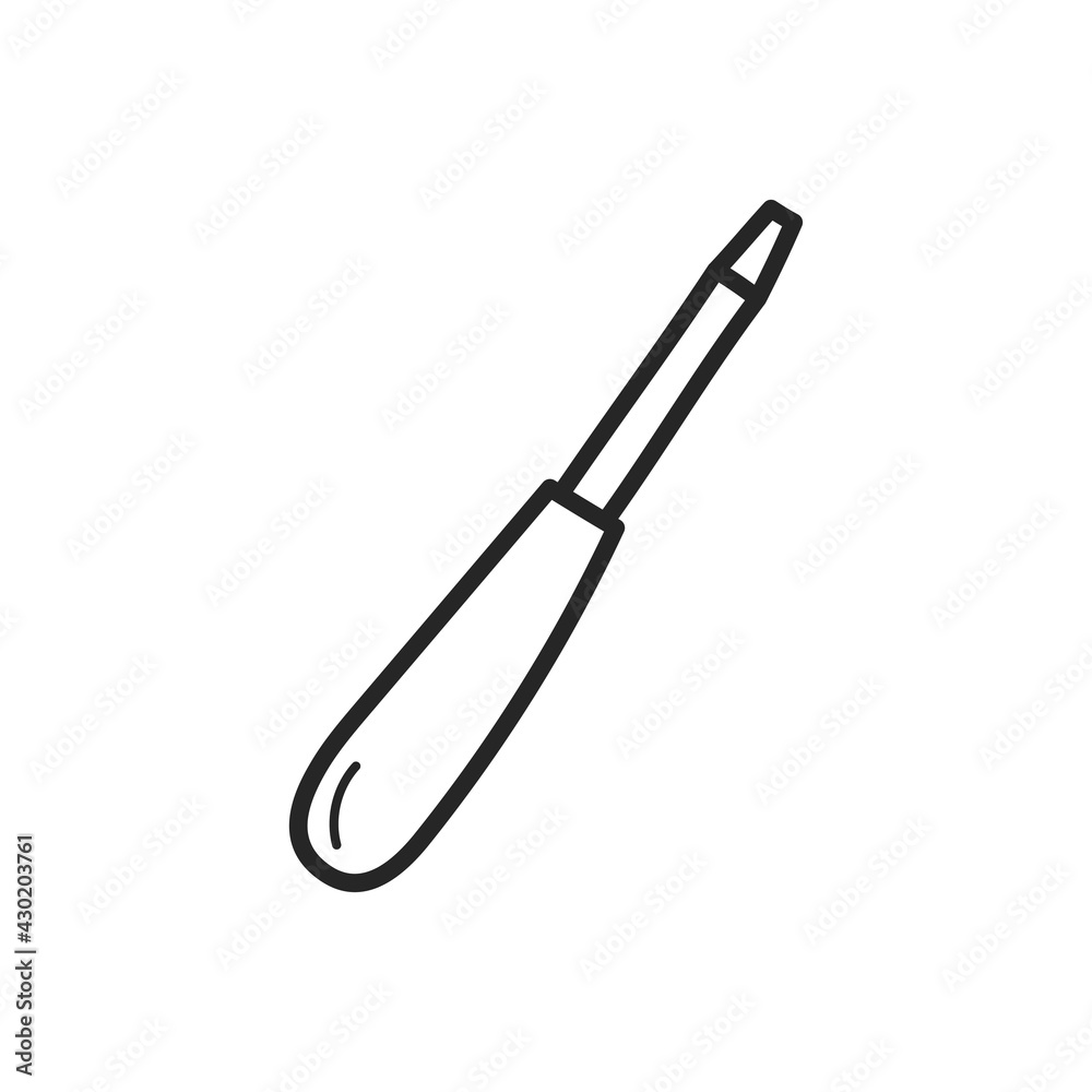 Screwdriver for working at home in the doodle style. The outline drawn by hand. Vector illustration, isolated elements on a white background. Screwdriver for working at home in the doodle style. The outline drawn by hand. Vector illustration, isolated elements on a white background.