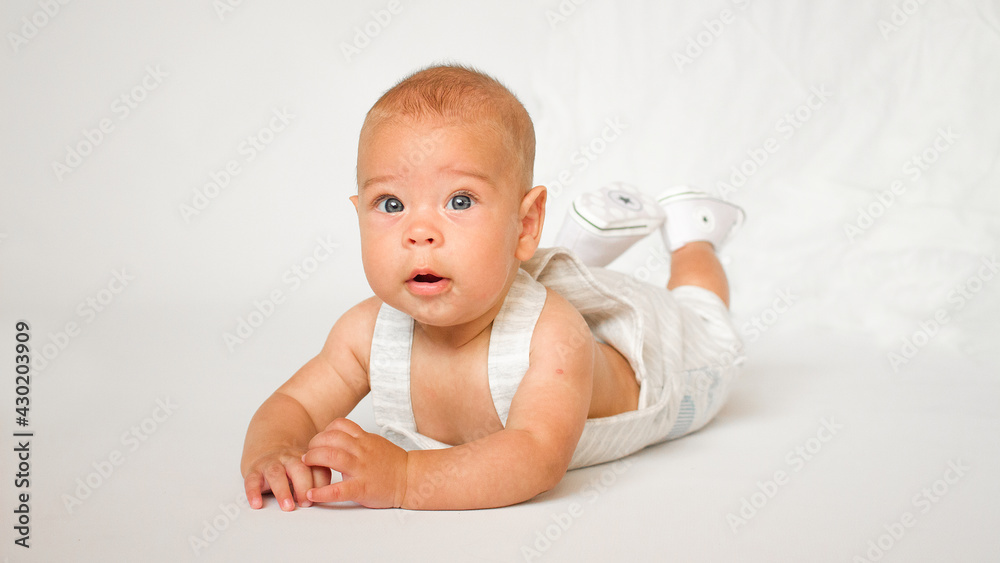 portrait of a little baby on white background portrait of a little baby on white background