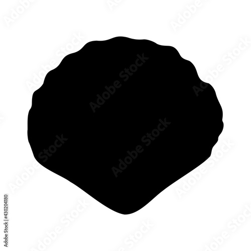 Sea shell isolated black silhouette. Side view. Marine animal. White background. Vector illustration clipart.