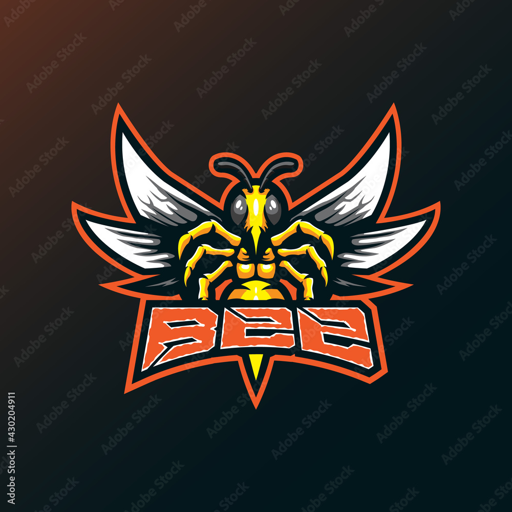 Bee mascot logo design vector with modern illustration concept style for badge, emblem and tshirt printing. Bee illustration for sport team. Bee mascot logo design vector with modern illustration concept style for badge, emblem and tshirt printing. Bee illustration for sport team.