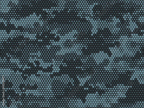 Camouflage seamless pattern. Abstract camo from hexagonal elements. Endless military texture. Print on fabric and textiles. Vector illustration.