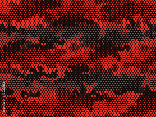 Camouflage seamless pattern. Abstract camo from hexagonal elements. Endless military texture. Print on fabric and textiles. Vector illustration.
