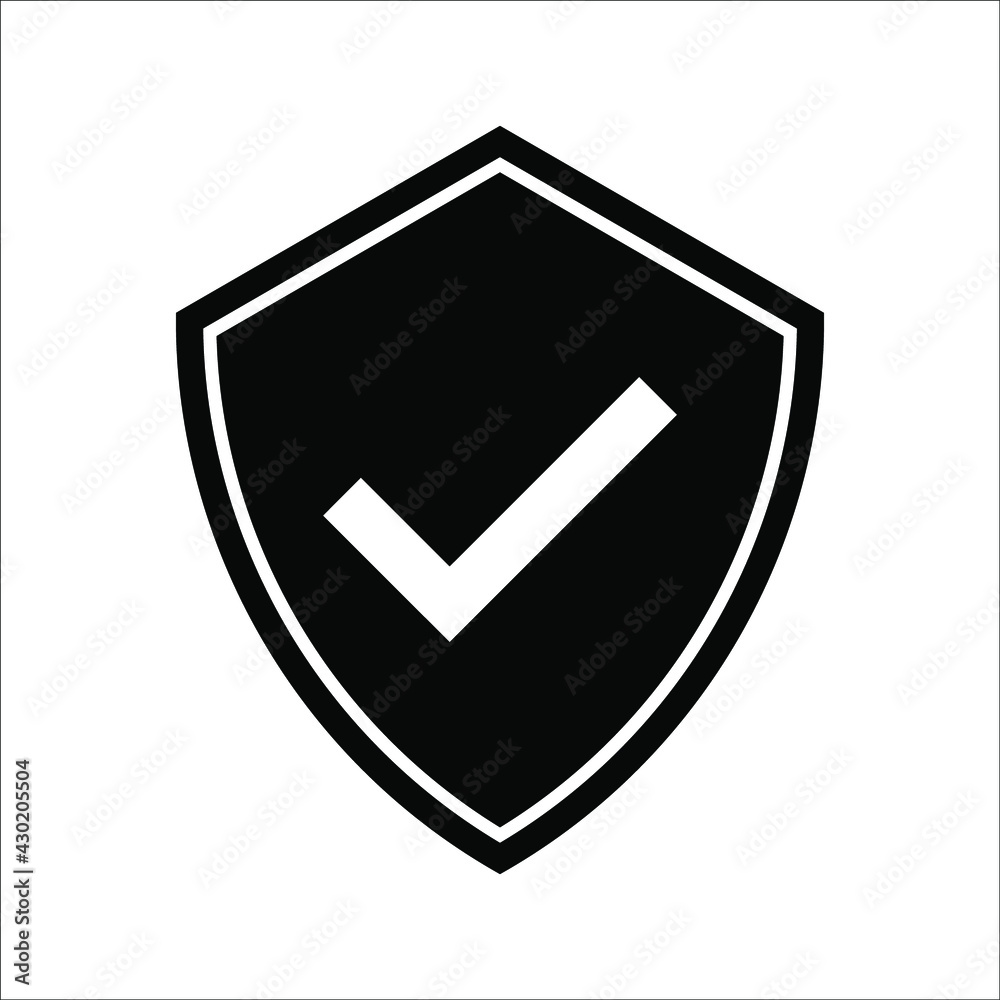 Shield Check Mark Icon Vector Illustration on white background. color editable Shield Check Mark Icon Vector Illustration on white background. color editable
