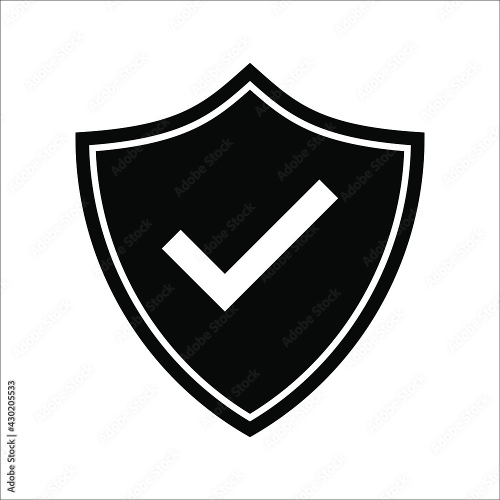 Shield Check Mark Icon Vector Illustration on white background. color editable Shield Check Mark Icon Vector Illustration on white background. color editable
