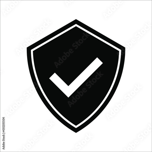 Shield Check Mark Icon Vector Illustration on white background. color editable