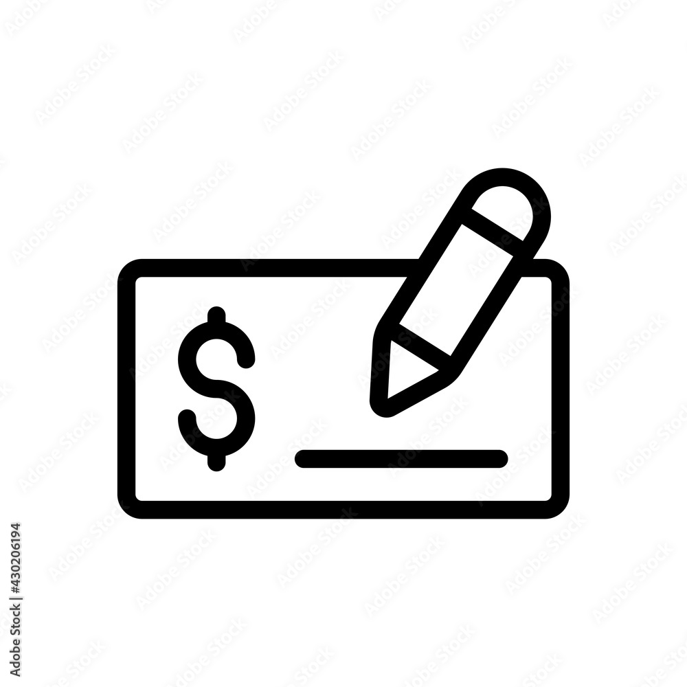 Signing Cheque Vector Outline icon. Banking and Finance Symbol EPS 10 File Signing Cheque Vector Outline icon. Banking and Finance Symbol EPS 10 File