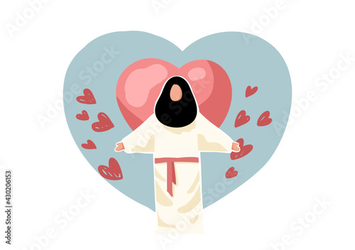 Cartoon jesus with heart vector can be used for design and media.