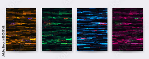 Vector glitch on a black background. Abstract texture.