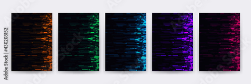 Vector glitch on a black background. Abstract texture.