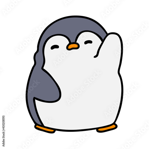 cute christmas penguin waving
