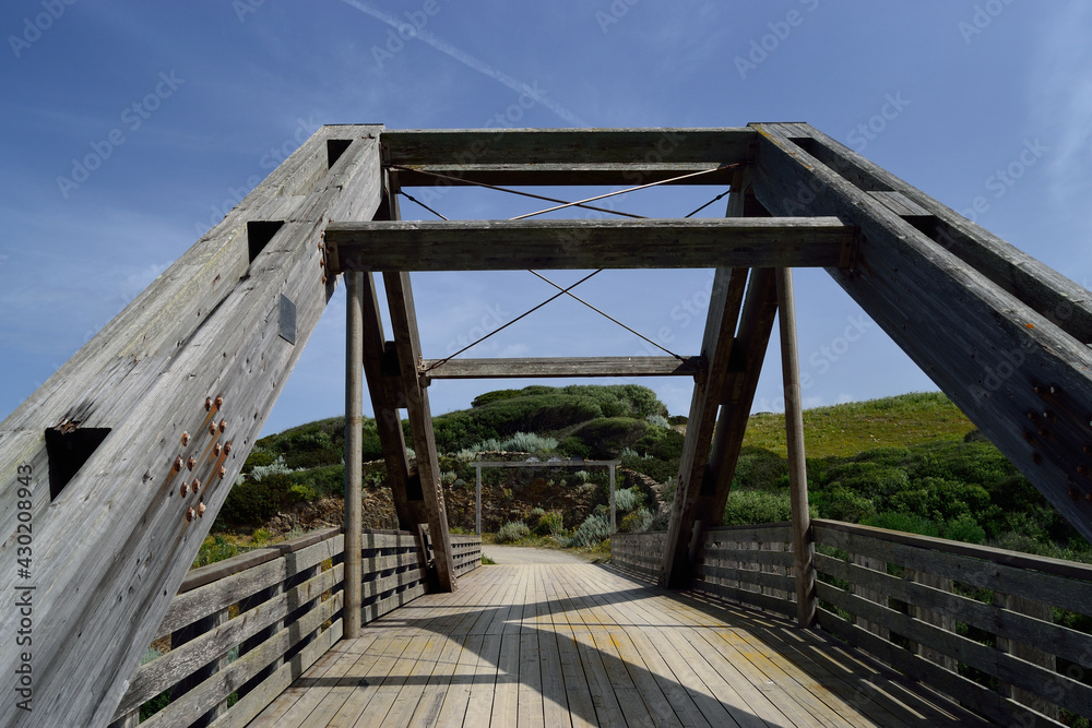 Obraz premium Il ponrte di legno sul Rio Flumini