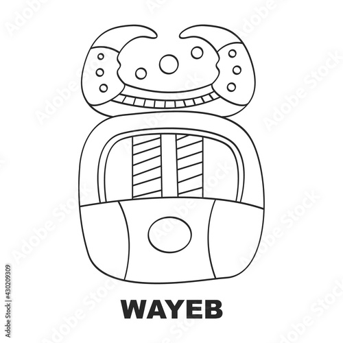 Vector icon with Glyph from Maya Haab calendar. Calendar month symbol Wayeb