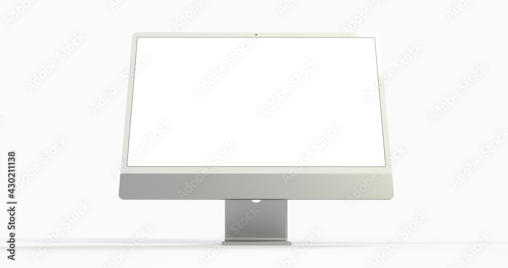 Computer display mock up with blank white screen. Stylish desktop computer mockup. 3d Computer display mock up with blank white screen. Stylish desktop computer mockup. 3d