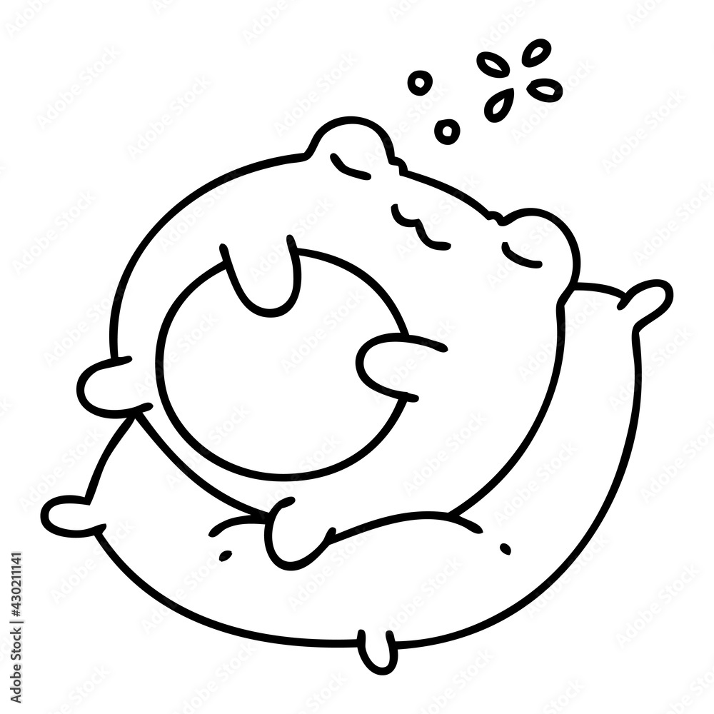 cute frog sleeping on a pillow