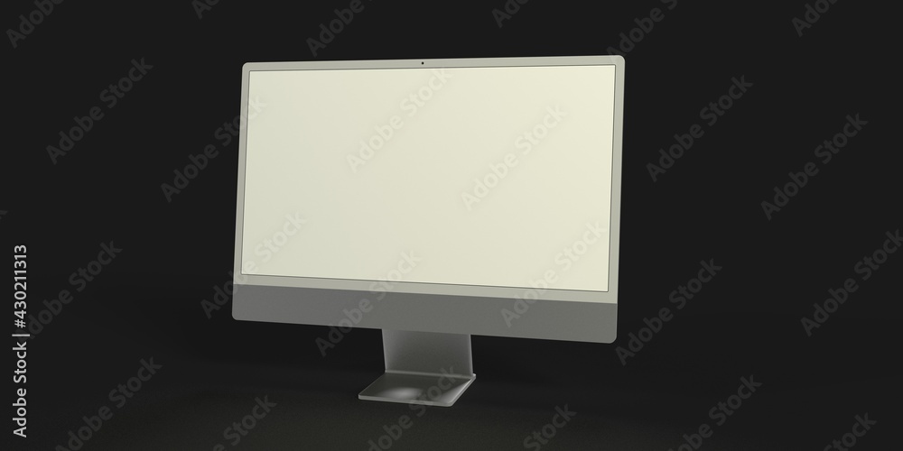Computer display mock up with blank white screen. Stylish desktop computer mockup. 3d Computer display mock up with blank white screen. Stylish desktop computer mockup. 3d